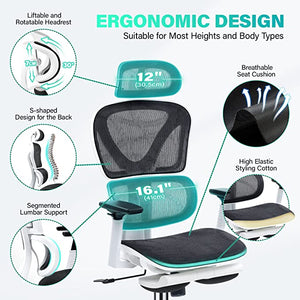 KERDOM  Ergonomic Mesh Office Chair Pro With Footrest